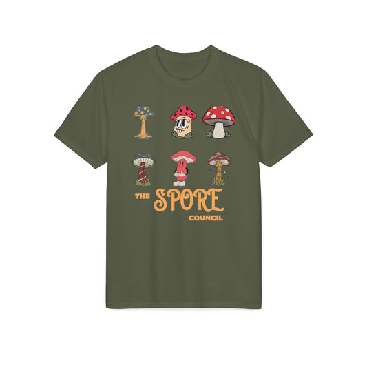 Mushroom Crew Graphic T-Shirt — Retro Spore Fungi Design