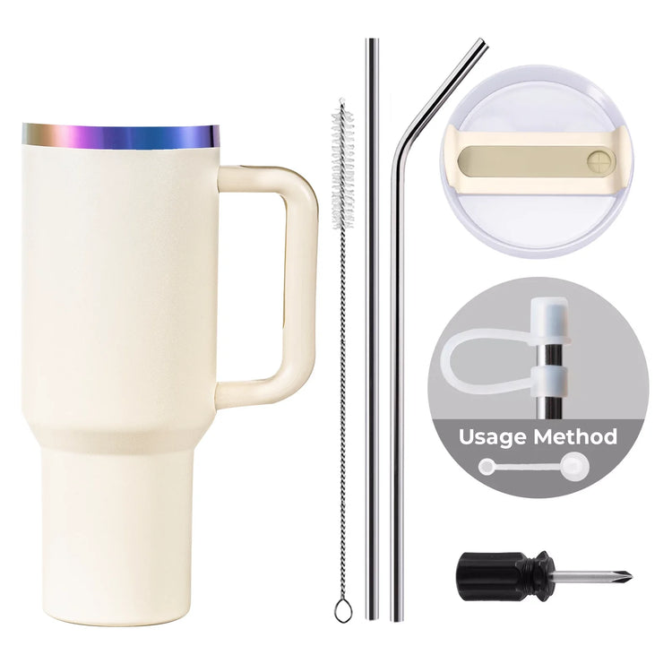 Cream Stainless Steel Tumbler (40oz)
