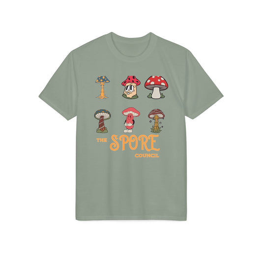 Mushroom Crew Graphic T-Shirt — Retro Spore Fungi Design